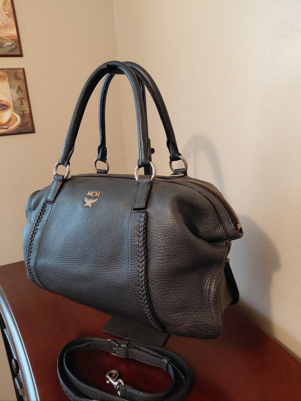 MCM Boston Bag Black Pebbled Leather - Picture 2 of 16